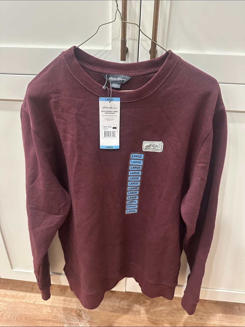 Eddie Bauer Men's Crewneck Sweatshirt - Burgundy Size L NWT